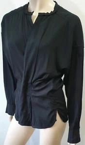 Camicia blusa plissettata ISABEL MARANT nera DORCEY misto seta e lana 38 UK10 - Foto 1 di 11