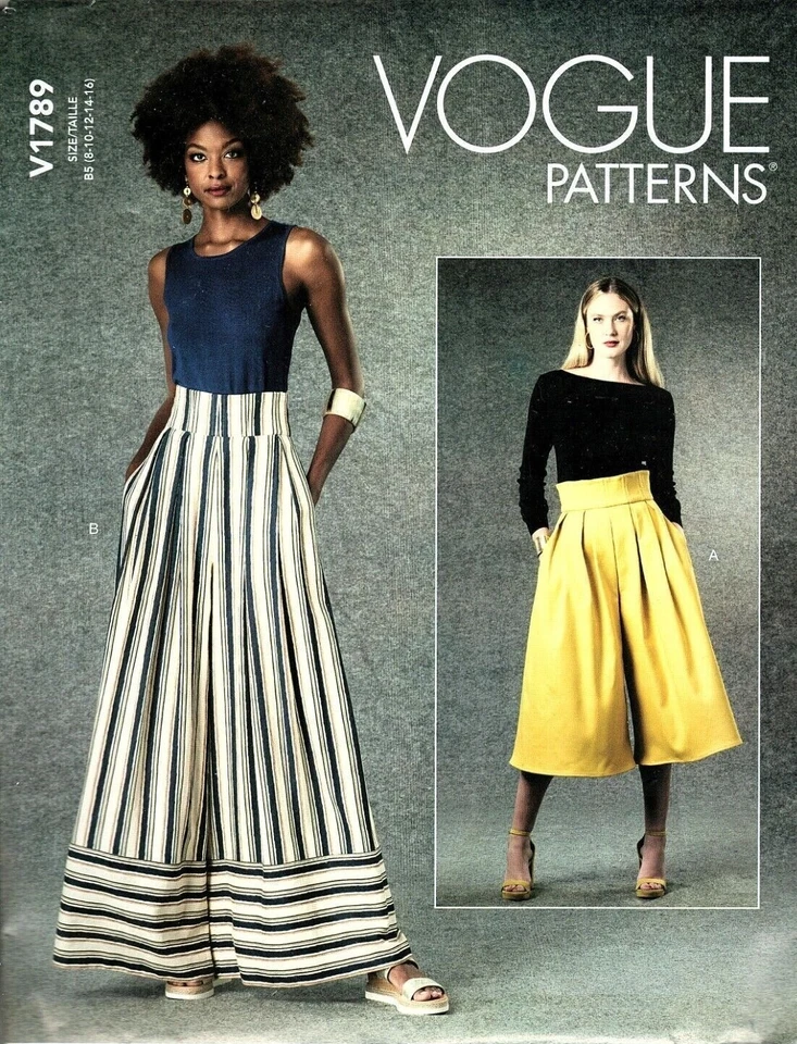 VOGUE PATTERN 1789 PANTS WIDE LEGS MISSES SIZES 8 10 12 14 16 UNCUT