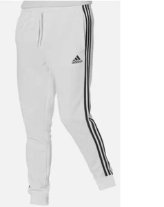 Pantaloni felpati Adidas 3 strisce polsini conici nuovi con etichette uomo 3XL bianco nero spedizione gratuita - Foto 1 di 5