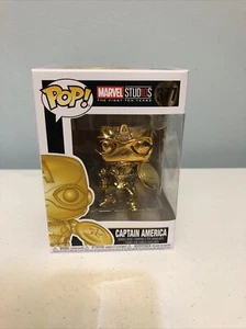 Funko Pop! Marvel Studios First 10 Years Captain America Gold Chrome #377 Vinyl - Picture 1 of 6
