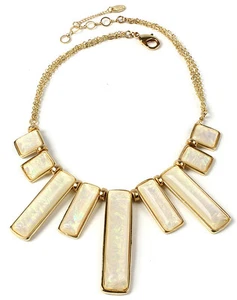 Amrita Singh Casey Gold Iridescent Moonstone Resin Bib Necklace NKC 1355 NWT - Picture 1 of 2