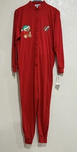 NWT Vintage Lucie Ann II 1-Pc Red Christmas Long Johns Pjs Bum Flap Women’s S - Picture 1 of 18