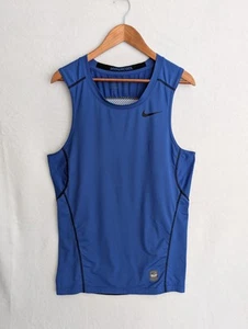 Nike Pro Combat Hypercool Fitted Sleeveless Shirt Men's Medium Blue/Black Vented - Picture 1 of 10