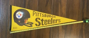 1960S/70S PITTSBURGH STEELERS VINTAGE FELT PENNANT 30X10" NFL BLACK/YELLOW - Picture 1 of 4