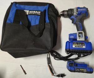 Kobalt KDD124B-03 24v 1/2" Drive Cordless Drill /Battery/Charger/Bag Used  - Picture 1 of 4