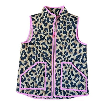 Chaleco acolchado de leopardo CREWCUTS para niñas - Talla 6-7 - Usado Foto 1 de 4