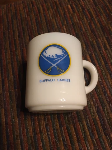 Vintage Buffalo Sabres Hockey Milk Glass Coffee Mug Cup Rare HTF NHL Cover