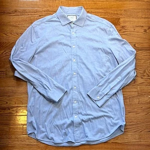 Charles Tyrwhitt Shirt Mens 17.5 Blue 100% Cotton Slim Casual Button Up Preppy - Picture 1 of 8