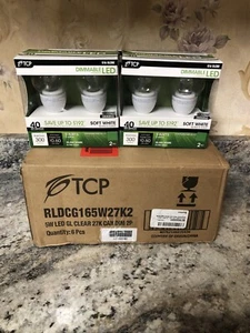 New TCP LED 5W G16 Globe 40W Dimmable Soft White Box Of 6 2 Pack Sets - Picture 1 of 8