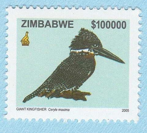 2005 GIANT KINGFISHER STAMP BIRD ZIMBABWE AFRICA NATURE WILDLIFE UNUSED POSTAGE Cover
