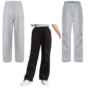 Unisex Kids Sweatpants Jazz Pants Gym Trousers Streetwear Waistband Hip Hop Hem - Picture 1 of 32