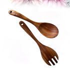 2 PCS wooden spoons made of teak wood fork wooden ladle wooden dishes
