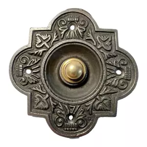 Timbre de hierro fundido tradicional en forma de cuadrilátero pulsador - Imagen 1 de 7
