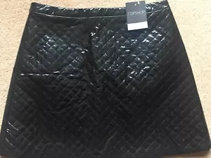 BRANDNEU TOPSHOP PVC ROCK/GRÖSSE 12/SCHWARZ VINYL/GESTEPPT/UVP £45/TRENDIG - Bild 1 von 8