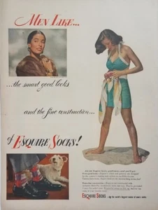 Vintage Print Ad Esquire Socken Herren Mode Sexy Mädchen Badeanzug Foto 1940er - Bild 1 von 2