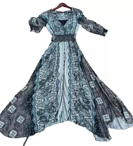 Maxi abito Free People Mexicali rosa blu stampa mista taglia M stile OB820456 - Foto 1 di 18
