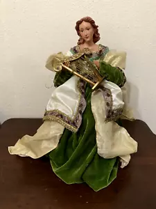 Mark Roberts Angel With Harp Green Velvet Gold Gown 18" Philippines - Picture 1 of 11