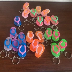 Flip Flop Keychains Bulk Lot Party Favors Kids Summer Beach Sandals - Picture 1 of 7