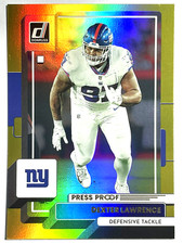 DEXTER LAWRENCE Giants 2022 Donruss GOLD HOLO PRESS PROOF PREMIUM STOCK Card 166