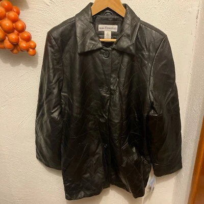 Vintage Sears Women’s Medium black leather Button Up jacket NWT - Image 1 of 4