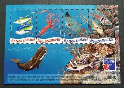 1999 New Zealand Marine Life France Philex World Stamp Expo Miniature Sheet MS - Image 1 of 2