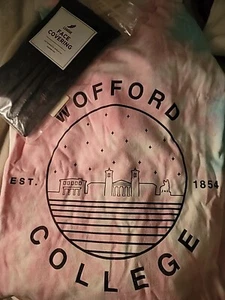 Wofford College Long Sleeve Tie Dye Shirt Medium + Wofford Facemask- Both New - Picture 1 of 6