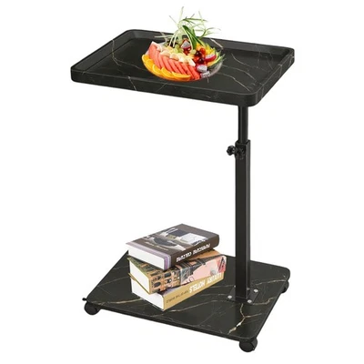 Mesa auxiliar en forma de C, altura ajustable, ruedas, giratoria 360, bandeja de TV, sofá, cama Foto 1 de 4