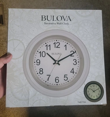 Bulova C4865 Visión Nocturna Esfera Iluminada Reloj de Pared 10" Sensor de Luz Blanca Funciona Foto 1 de 4