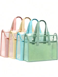 1pc Large Capacity Portable Transparent Waterproof Tote File Folder With Expand - Picture 1 of 15