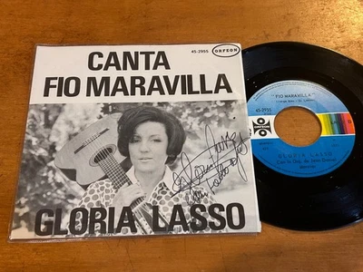 GLORIA LASSO Canta b/w Fio Maravillla AUTOGRAPHED !! 1973 MEXICO 7" 45 Chanson - Image 1 of 4