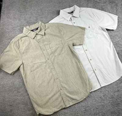 Lote de 2 Camisas The North Face Para Hombre Pequeñas Gris Rayas Manga Corta Abotonadas Foto 1 de 4