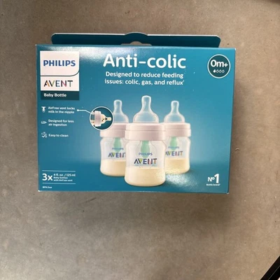 Biberón anticólicos Avent Philips 3pk con ventilación sin aire - transparente - 4 oz Foto 1 de 2