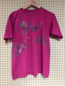 Vintage 80s Large Raccoon porcupine bunny beaver Short Sleeve Graphic T-Shirt - Picture 1 of 8