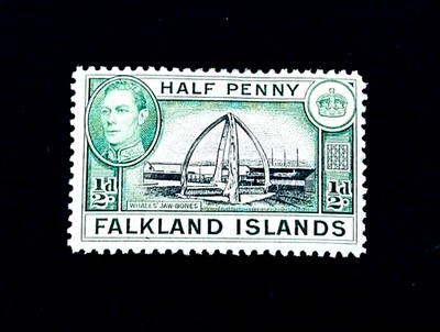 FALKLAND ISLANDS Stamp - 1938 Whale Jawbones King George VI Sn 84 MH  r45 - Image 1 of 2