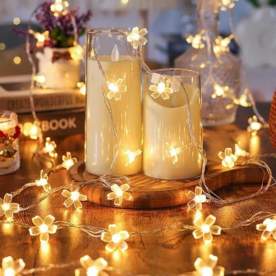 Battery & USB Powered Fairy Flower String Lights Indoor Decor, 10ft 30 LED Decor - Image 1 of 4