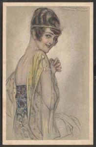 Art Mauzan Elegant Sensual Woman In Pose Italy Postcard #387-1 Very Nice - Picture 1 of 2