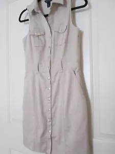 White House Black Market Khaki Sheath Dress Sz 6 - Picture 1 of 5
