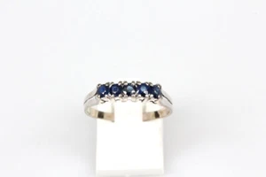 Anillo 14 Quilates Oro Blanco 5 Zafiro Joya Regalo para Dama - Imagen 1 de 9
