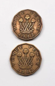 KÖNIG GEORGE 6. 3 PENCE MÜNZEN 1942 - 1952 - Bild 1 von 16