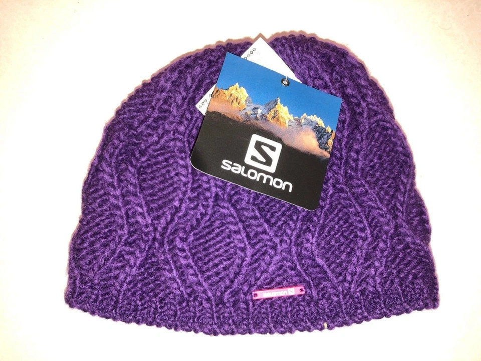 NWT Salomon "DIAMOND II BEANIE" Women's One Size Cosmic Purple Fleece Lined - Image 1 of 1
