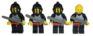 LEGO Ritter Minifigur cas172 Black Knights Schwarz Helm Rot Feder 1990 4 Stück - Bild 1 von 9