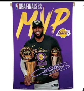 LEBRON JAMES LOS ANGELES LAKERS 2020 NBA FINALS CHAMPS MVP 28"X40" BANNER FLAG - Picture 1 of 2