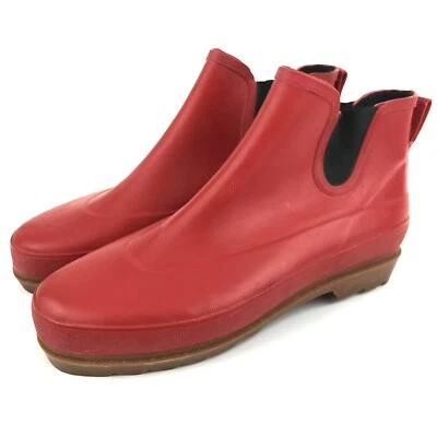 Botines de goma para mujer talla 10 rojo caña de acero lluvia galoshes invierno usados Foto 1 de 4