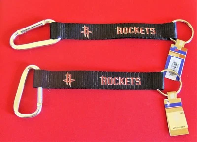 FOUR (4) BEAUTIFUL AND HANDY, HOUSTON ROCKETS CARABINER KEYCHAINS FROM AMINCO - Image 1 of 2