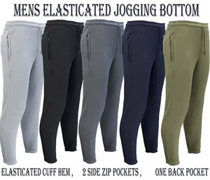 Mens Jogging Bottoms Elasticated Fleece Trouser Gym Jogger Sweatpants Zip Pocket - Picture 1 of 19