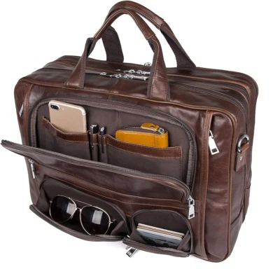 Business Travel Briefcase Genuine Leather Duffel Bags for Men - Image 1 of 2