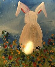 ACEO original Easter Bunny Peter Cotton Tail Rabbitt Love Linda's Art Angels