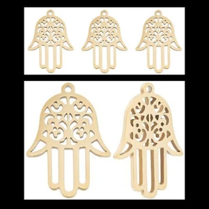 3 Hamsa Anhänger | Edelstahl gold | 27 mm | Hand Fatimas - Bild 1 von 2
