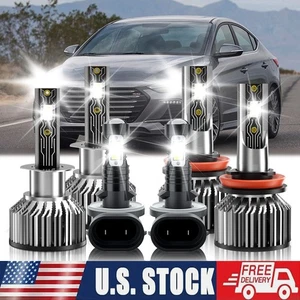 For Hyundai Elantra 2013 LED Headlight Bulb + Fog Light Kit Super Bright White - Picture 1 of 11
