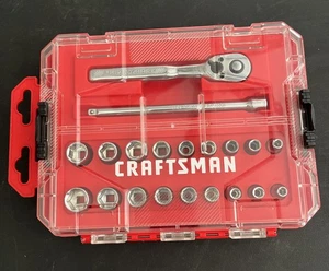 Craftsman 20pc 1/4” Drive Ratchet & Socket Set Tool Wrench Inch Metric Case NOB - Picture 1 of 3